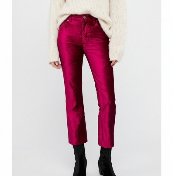 Free People Cropped Velvet Pants Size 28 - Picture 2 of 10